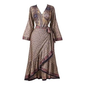 Wrap Midi Dress Boho Whimsigoth Festival One Size Darn Good Yarn
